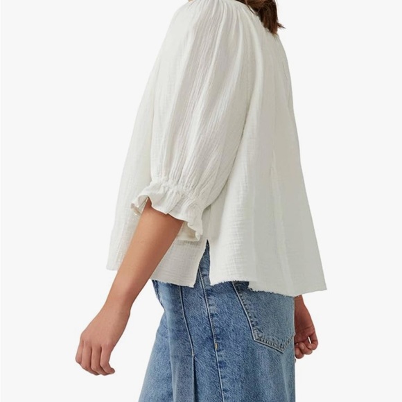 Free People Lucy Solid Swing Button Front Blouse. Cotton Gauze. Size L. - Picture 4 of 7